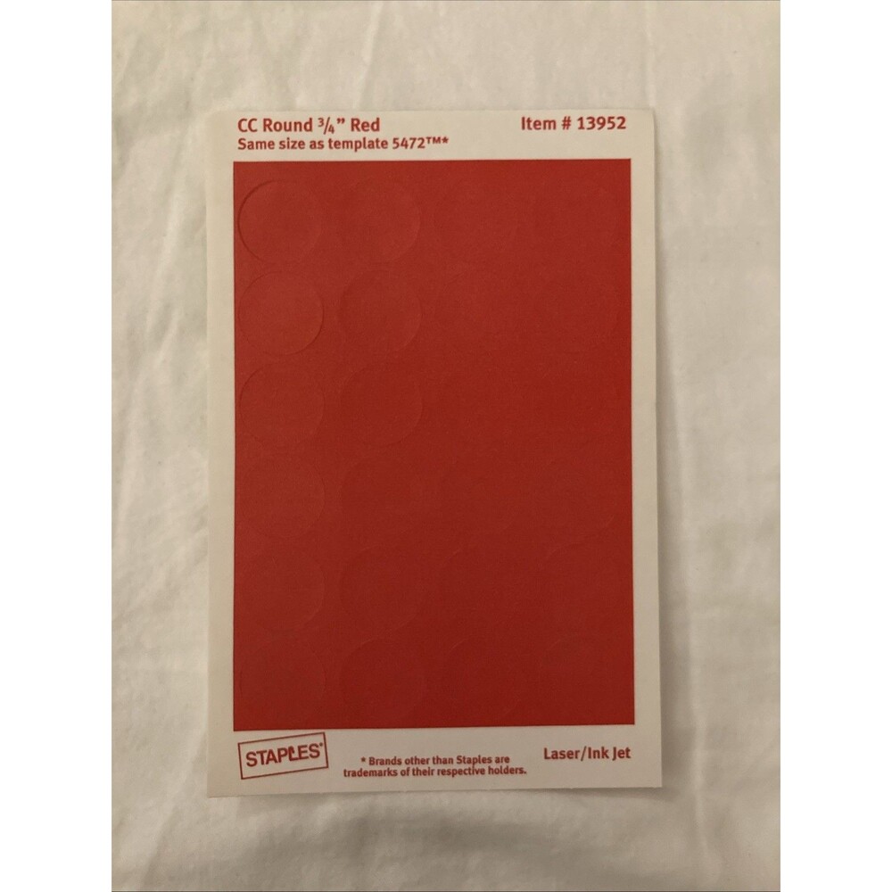 Staples Color Coding Labels | Red | 1 Sheet Only (24 Labels)